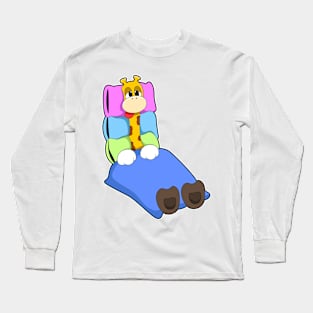 Giraffe at Sleeping with Blanket & Pillow Long Sleeve T-Shirt